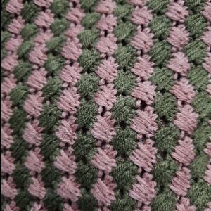 Cozy Pink and Olive Green Infinity Scarf